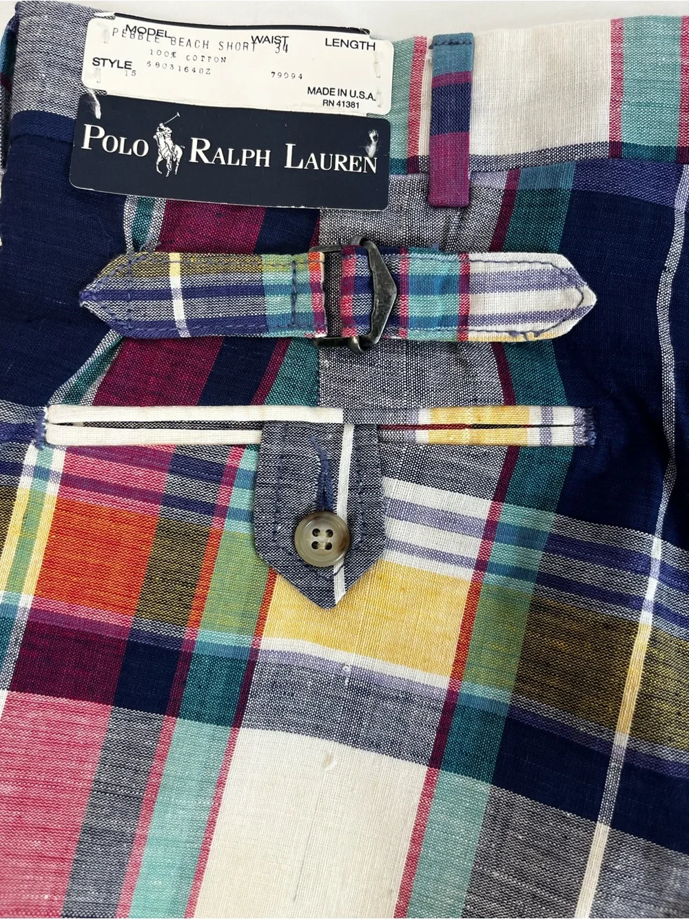 Polo Ralph Lauren Vintage Pebble Beach Plaid Shorts Men 34